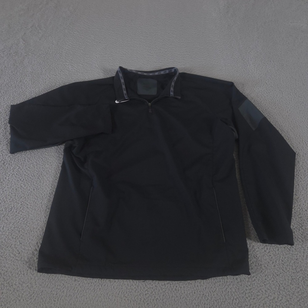 Nike Jacket Men XL Black Team Shield Hot Corner Vented 1/4 Zip Pullover Athletic